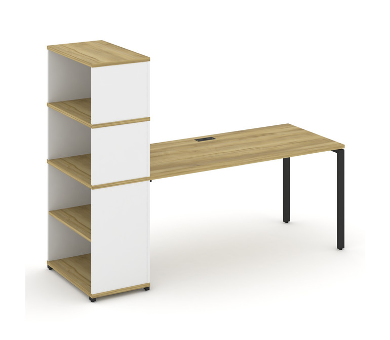 Concept Стол рабочий с опорным стеллажом с надставкой выс. CN.SP-216 Дуб Винченцо/Белый Бриллиант/Ме