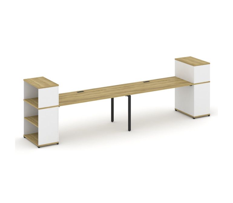 Concept Рабочая станция с опорными стеллажами с надставкой низ. CN.ORS-212 Дуб Винченцо/Белый Брилли