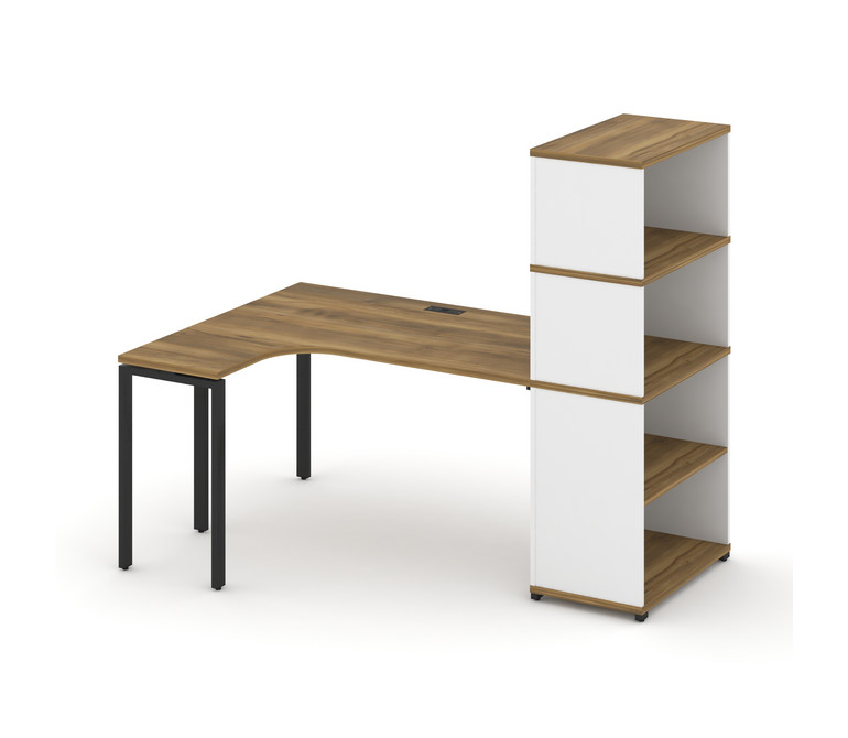 Concept Стол эргономичный с опорным стеллажом с надставкой выс. CN.SA-207(L) Сандал Янтарный/Белый Б