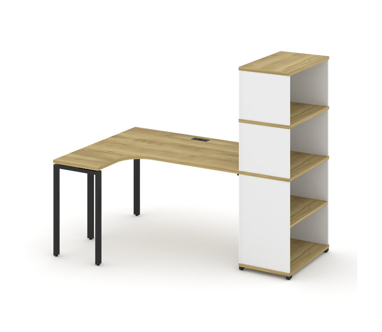 Concept Стол эргономичный с опорным стеллажом с надставкой выс. CN.SA-207(L) Дуб Винченцо/Белый Брил