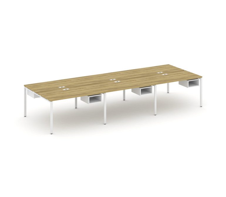 Concept Рабочая станция двухсторонняя с подвес. тумбами на 6 мест CN.DRS-143 Дуб Винченцо/Белый Брил