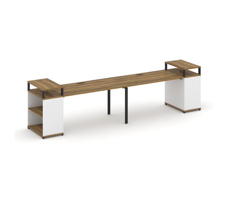 Concept Рабочая станция с опорными стеллажами с верх. горизонтами CN.ORS-207 Сандал Янтарный/Белый Б