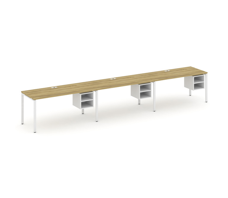 Concept Рабочая станция односторонняя с подвес. тумбами 3 места CN.ORS-128 Дуб Винченцо/Белый Брилли
