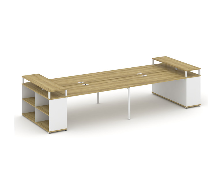 Concept Рабочая станция с опорными стеллажами с верх. горизонтами CN.DRS-252 Дуб Винченцо/Белый Брил