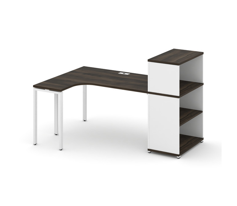 Concept Стол эргономичный с опорным стеллажом с надставкой низ. CN.SA-205(L) Дуб Мали/Белый Бриллиан