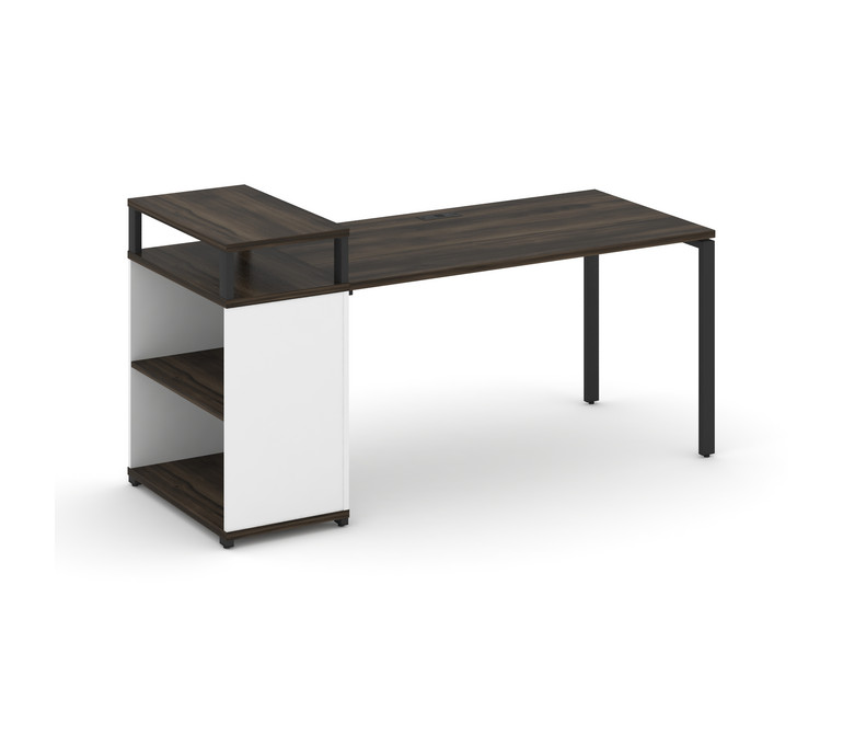 Concept Стол рабочий с опорным стеллажом с верх. горизонтом  CN.SP-207 Дуб Мали/Белый Бриллиант/Мета