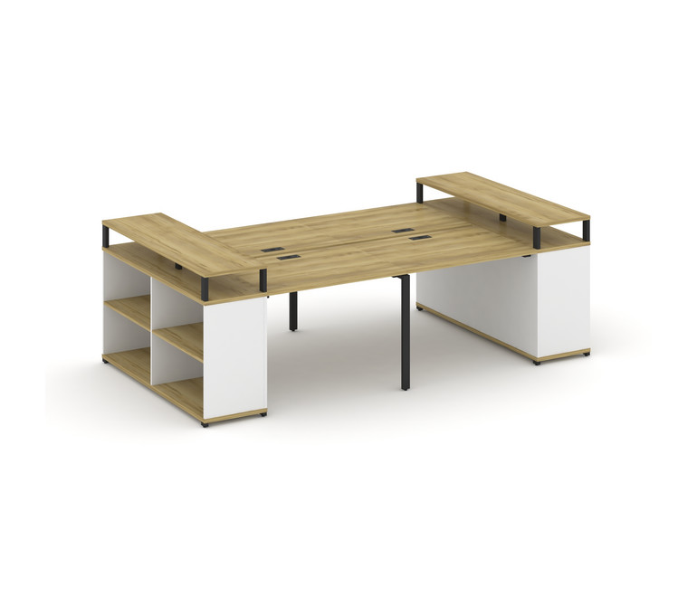 Concept Рабочая станция с опорными стеллажами с верх. горизонтами CN.DRS-249 Дуб Винченцо/Белый Брил