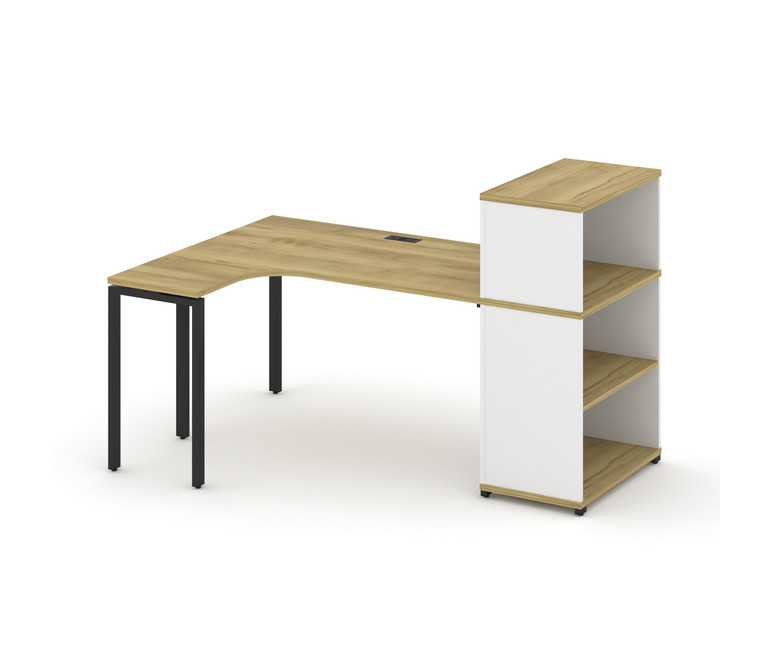 Concept Стол эргономичный с опорным стеллажом с надставкой низ. CN.SA-205(L) Дуб Винченцо/Белый Брил