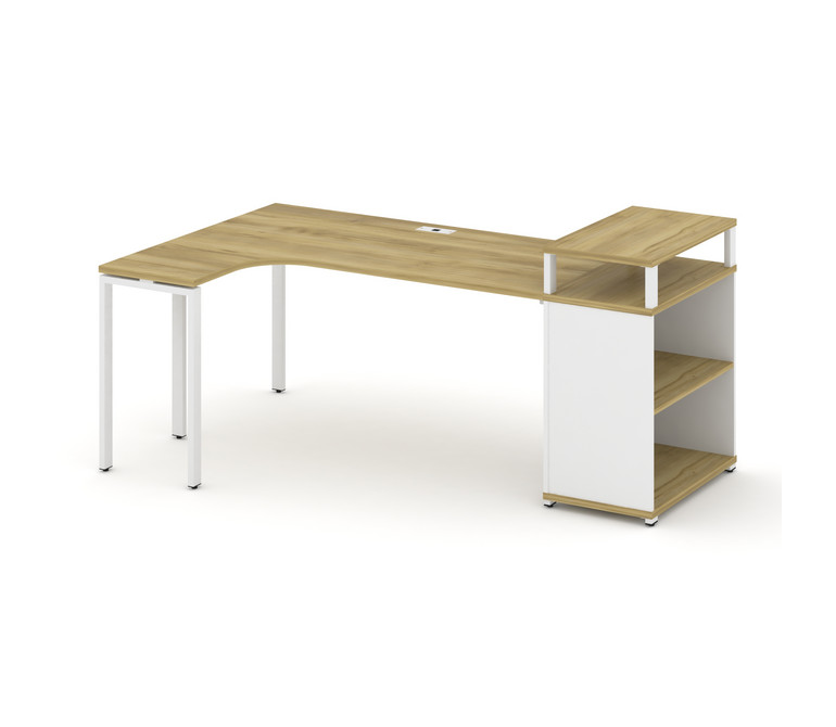 Concept Стол эргономичный с опорным стеллажом с верх. горизонтом CN.SA-204(L) Дуб Винченцо/Белый Бри