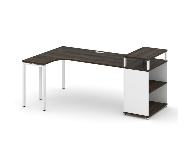 Concept Стол эргономичный с опорным стеллажом с верх. горизонтом CN.SA-204(L) Дуб Мали/Белый Бриллиа