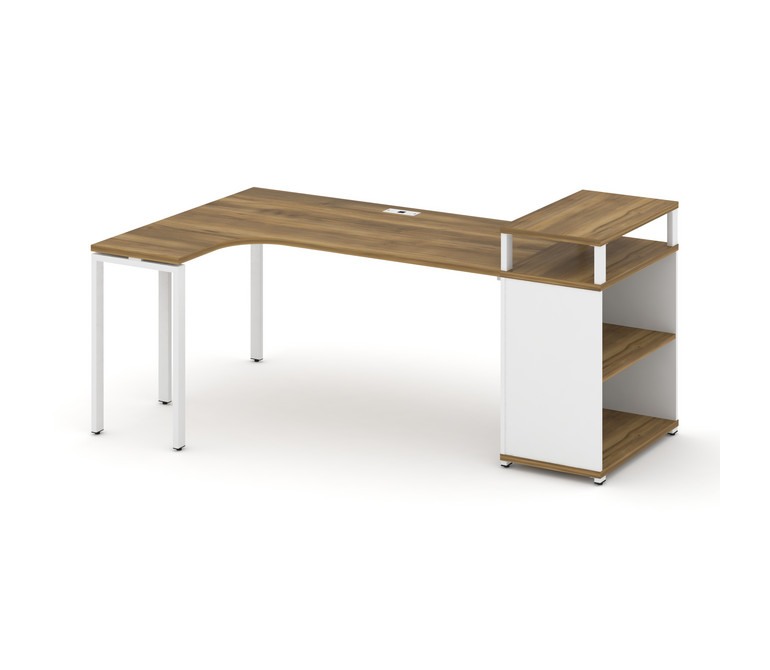 Concept Стол эргономичный с опорным стеллажом с верх. горизонтом CN.SA-204(L) Сандал Янтарный/Белый