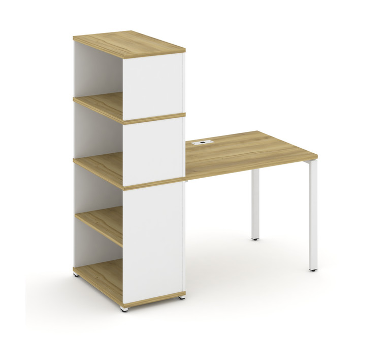 Concept Стол рабочий с опорным стеллажом с надставкой выс. CN.SP-213 Дуб Винченцо/Белый Бриллиант/Ме