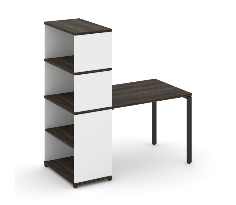 Concept Стол рабочий с опорным стеллажом с надставкой выс. CN.SP-213 Дуб Мали/Белый Бриллиант/Металл