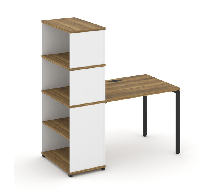 Concept Стол рабочий с опорным стеллажом с надставкой выс. CN.SP-213 Сандал Янтарный/Белый Бриллиант