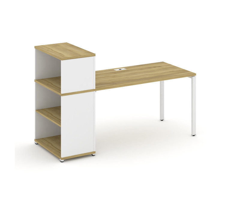 Concept Стол рабочий с опорным стеллажом с надставкой низ. CN.SP-211 Дуб Винченцо/Белый Бриллиант/Ме