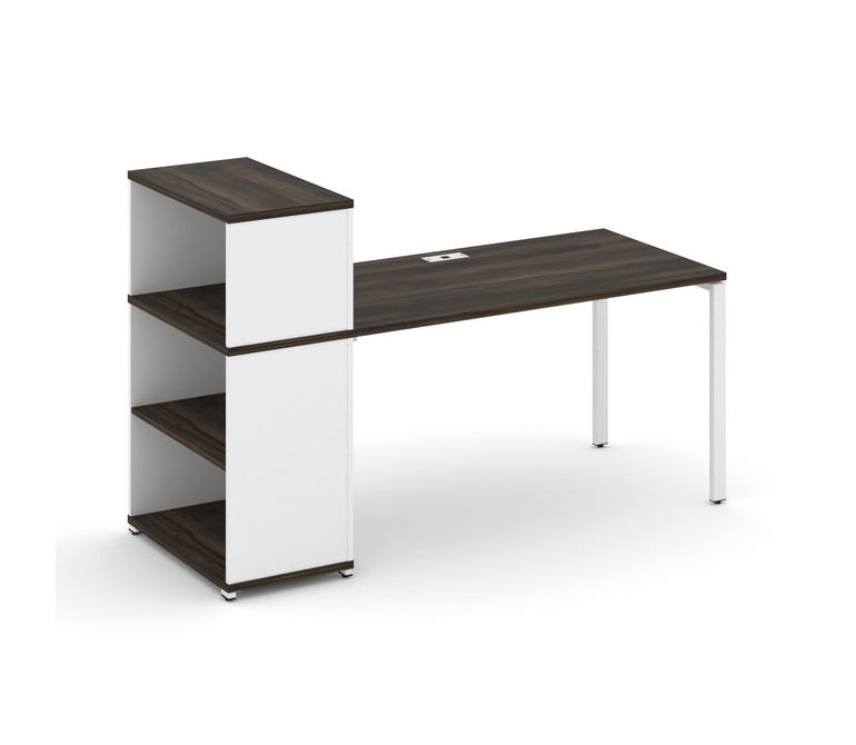Concept Стол рабочий с опорным стеллажом с надставкой низ. CN.SP-211 Дуб Мали/Белый Бриллиант/Металл