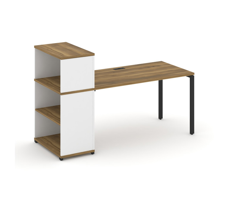 Concept Стол рабочий с опорным стеллажом с надставкой низ. CN.SP-211 Сандал Янтарный/Белый Бриллиант