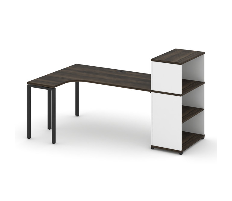 Concept Стол эргономичный с опорным стеллажом с надставкой низ. CN.SA-206(L) Дуб Мали/Белый Бриллиан