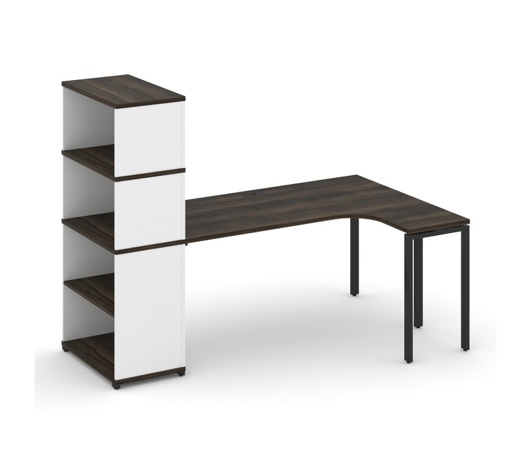 Concept Стол эргономичный с опорным стеллажом с надставкой выс. CN.SA-208(R) Дуб Мали/Белый Бриллиан