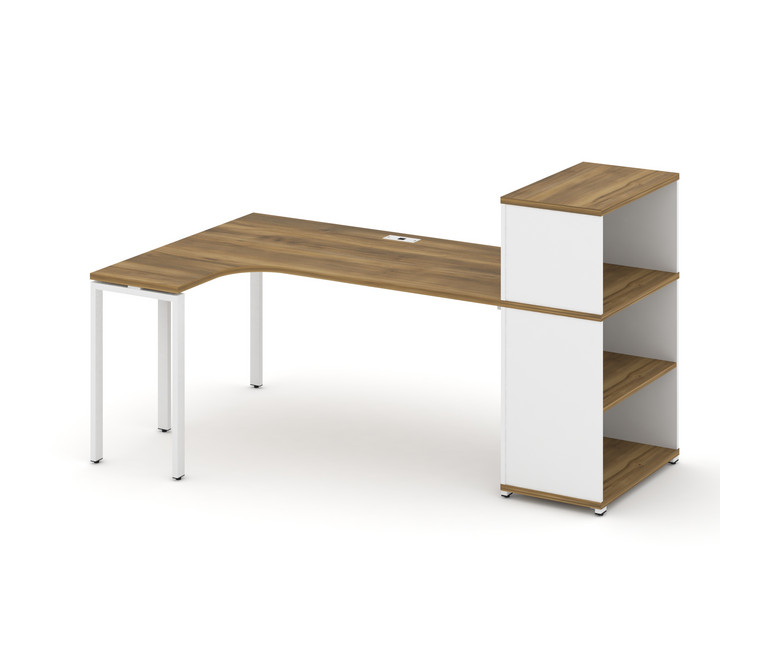 Concept Стол эргономичный с опорным стеллажом с надставкой низ. CN.SA-206(L) Сандал Янтарный/Белый Б