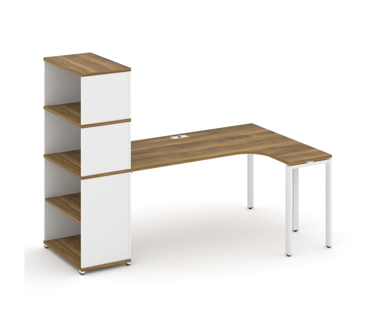 Concept Стол эргономичный с опорным стеллажом с надставкой выс. CN.SA-208(R) Сандал Янтарный/Белый Б