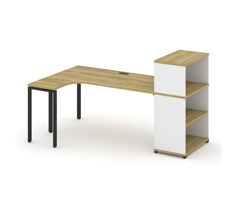 Concept Стол эргономичный с опорным стеллажом с надставкой низ. CN.SA-206(L) Дуб Винченцо/Белый Брил