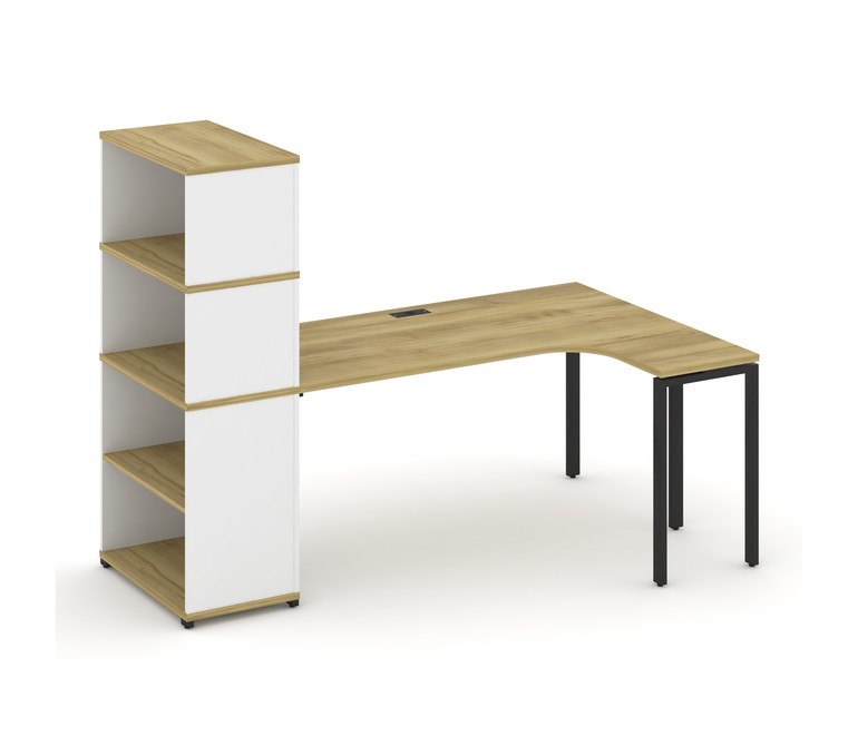 Concept Стол эргономичный с опорным стеллажом с надставкой выс. CN.SA-208(R) Дуб Винченцо/Белый Брил