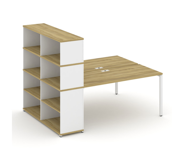 Concept Рабочая станция с опорным стеллажом с надставкой выс. CN.DRS-216 Дуб Винченцо/Белый Бриллиан