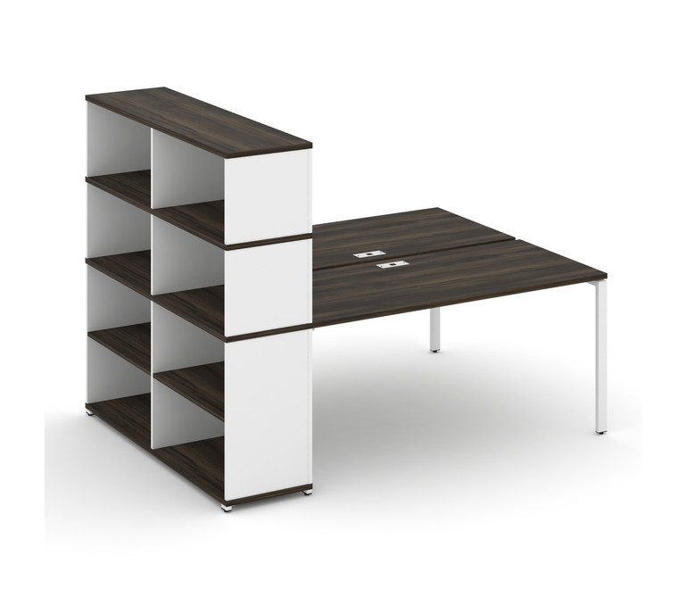 Concept Рабочая станция с опорным стеллажом с надставкой выс. CN.DRS-216 Дуб Мали/Белый Бриллиант/Ме
