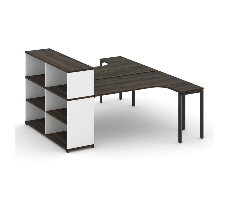 Concept Рабочая станция с опорным стеллажом с надставкой низ. CN.DSA-206 Дуб Мали/Белый Бриллиант/Ме