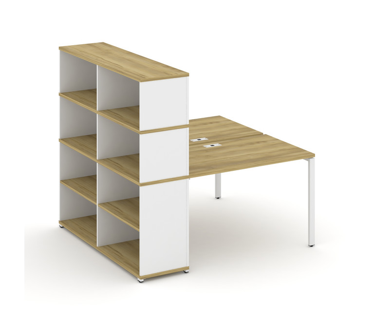 Concept Рабочая станция с опорным стеллажом с надставкой выс. CN.DRS-214 Дуб Винченцо/Белый Бриллиан