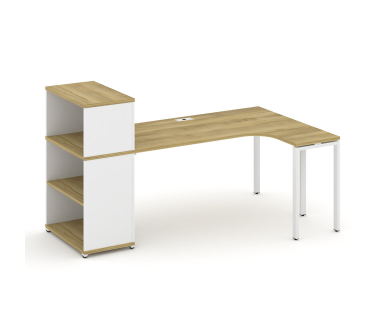 Concept Стол эргономичный с опорным стеллажом с надставкой низ. CN.SA-206(R) Дуб Винченцо/Белый Брил