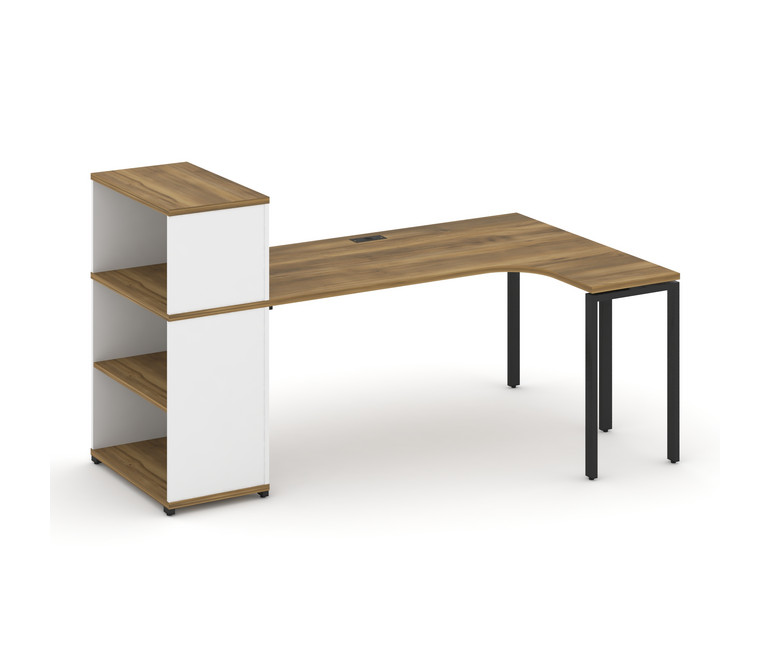 Concept Стол эргономичный с опорным стеллажом с надставкой низ. CN.SA-206(R) Сандал Янтарный/Белый Б