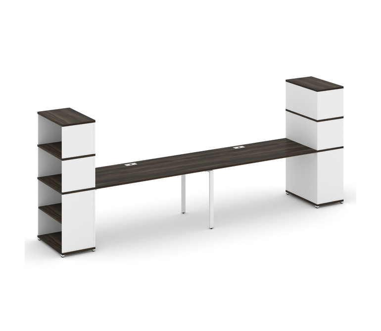 Concept Рабочая станция с опорными стеллажами с надставкой выс. CN.ORS-216 Дуб Мали/Белый Бриллиант/