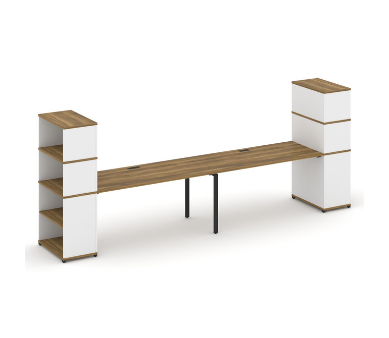 Concept Рабочая станция с опорными стеллажами с надставкой выс. CN.ORS-216 Сандал Янтарный/Белый Бри