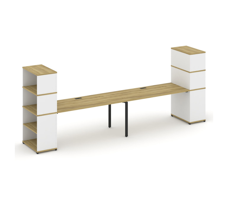 Concept Рабочая станция с опорными стеллажами с надставкой выс. CN.ORS-216 Дуб Винченцо/Белый Брилли