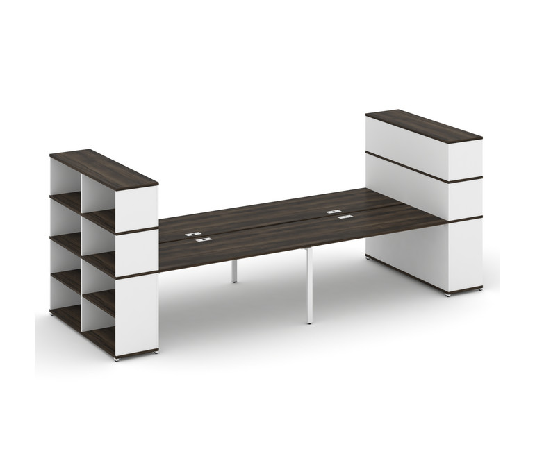 Concept Рабочая станция с опорными стеллажами с надставкой выс. CN.DRS-260 Дуб Мали/Белый Бриллиант/