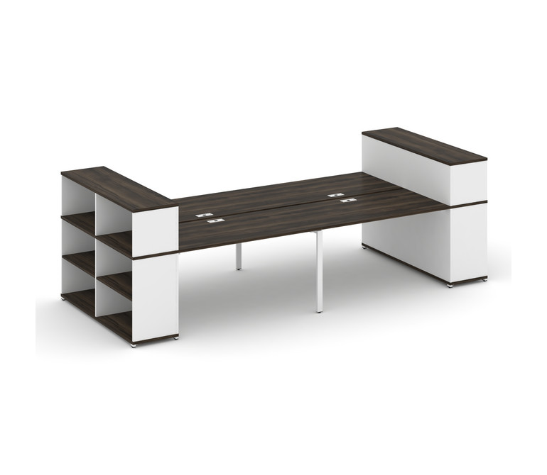 Concept Рабочая станция с опорными стеллажами с надставкой низ. CN.DRS-255 Дуб Мали/Белый Бриллиант/