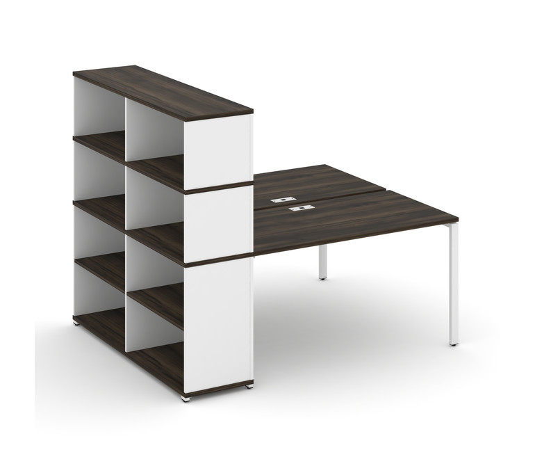 Concept Рабочая станция с опорным стеллажом с надставкой выс. CN.DRS-215 Дуб Мали/Белый Бриллиант/Ме
