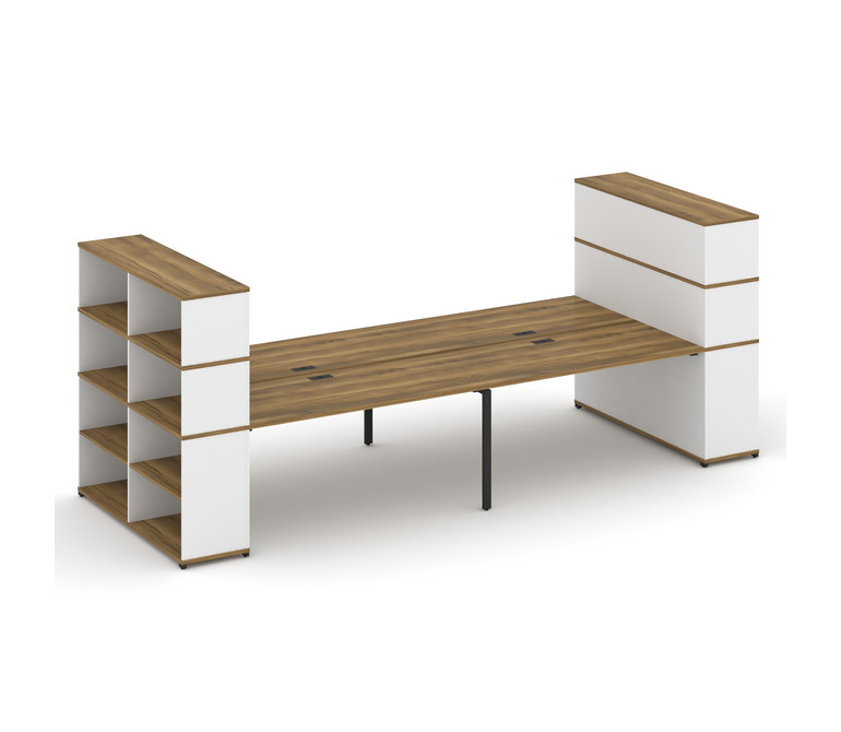 Concept Рабочая станция с опорными стеллажами с надставкой выс. CN.DRS-260 Сандал Янтарный/Белый Бри