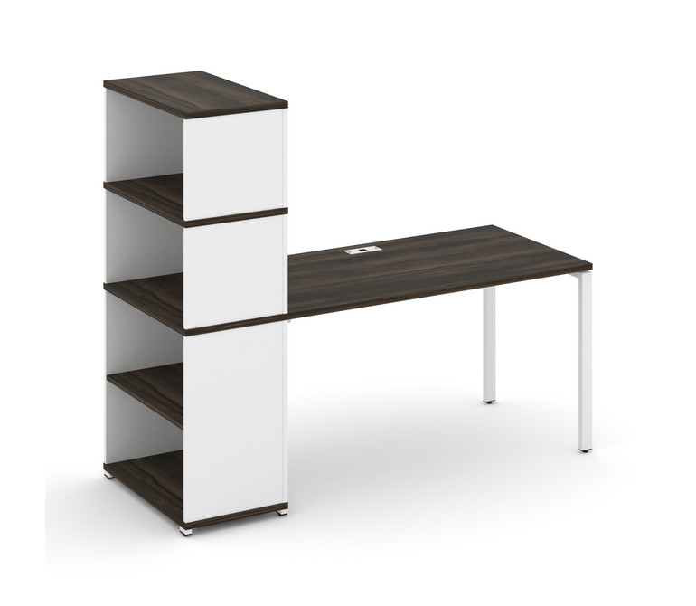 Concept Стол рабочий с опорным стеллажом с надставкой выс. CN.SP-215 Дуб Мали/Белый Бриллиант/Металл