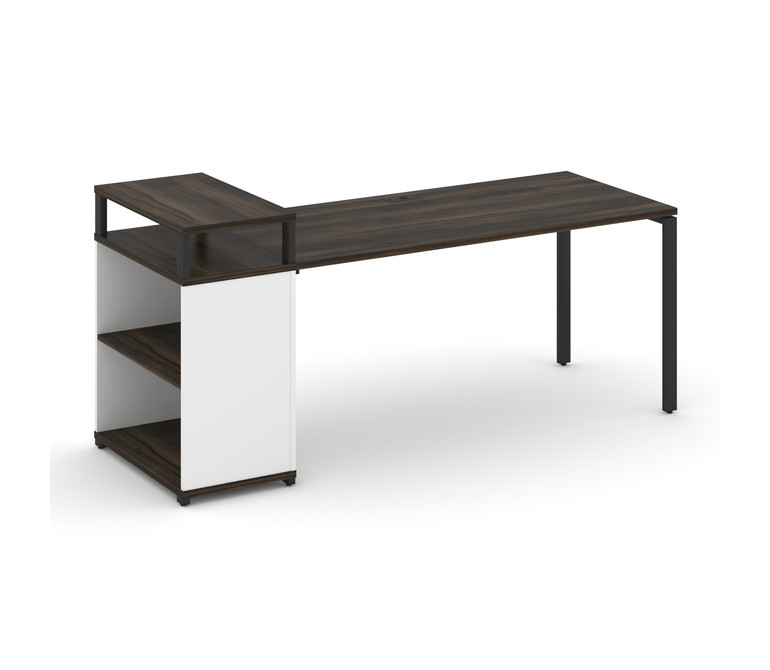 Concept Стол рабочий с опорным стеллажом с верх. горизонтом  CN.SP-208 Дуб Мали/Белый Бриллиант/Мета