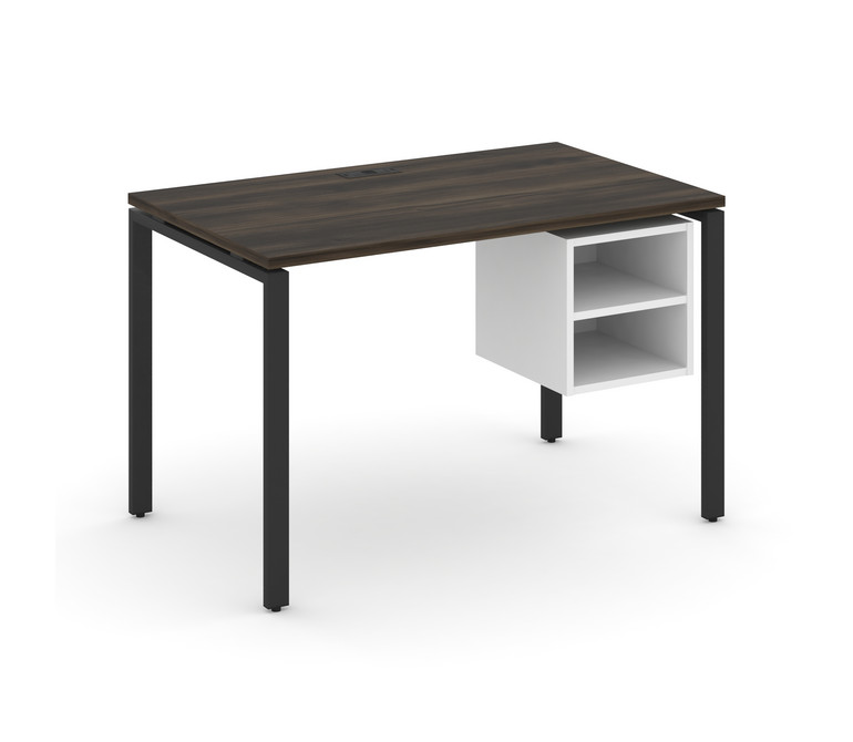 Concept Стол рабочий с подвесной тумбой с 2 открытыми нишами CN.SP-106 Дуб Мали/Белый Бриллиант/Мета