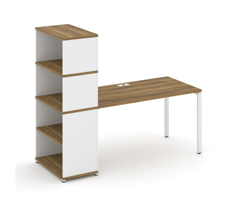 Concept Стол рабочий с опорным стеллажом с надставкой выс. CN.SP-215 Сандал Янтарный/Белый Бриллиант