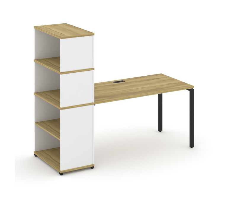 Concept Стол рабочий с опорным стеллажом с надставкой выс. CN.SP-215 Дуб Винченцо/Белый Бриллиант/Ме