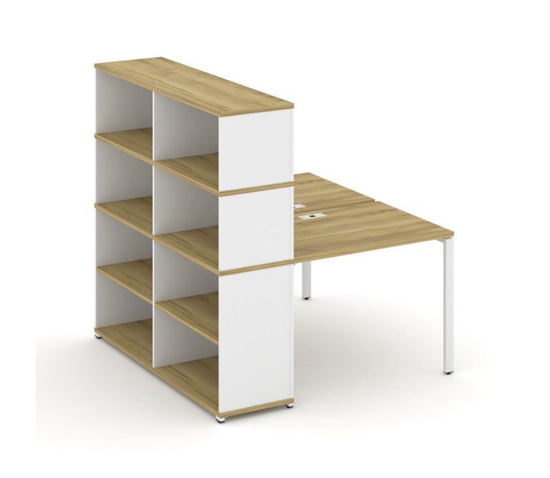 Concept Рабочая станция с опорным стеллажом с надставкой выс. CN.DRS-213 Дуб Винченцо/Белый Бриллиан