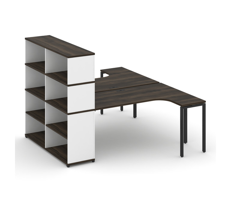 Concept Рабочая станция с опорным стеллажом с надставкой выс. CN.DSA-208 Дуб Мали/Белый Бриллиант/Ме