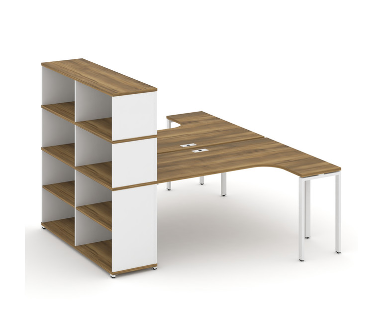 Concept Рабочая станция с опорным стеллажом с надставкой выс. CN.DSA-208 Сандал Янтарный/Белый Брилл