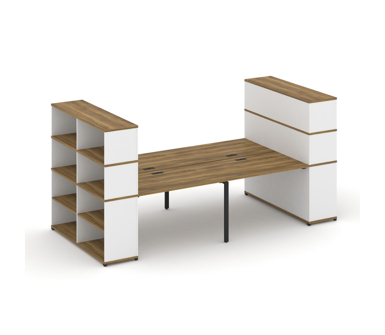 Concept Рабочая станция с опорными стеллажами с надставкой выс. CN.DRS-258 Сандал Янтарный/Белый Бри