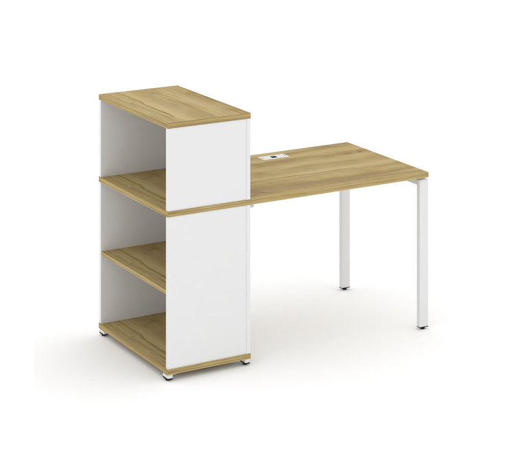 Concept Стол рабочий с опорным стеллажом с надставкой низ. CN.SP-209 Дуб Винченцо/Белый Бриллиант/Ме